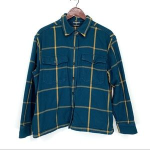 Eddie Bauer Boyfriend Fit Free Size Windowpane Plaid Flannel Button Up Shacket